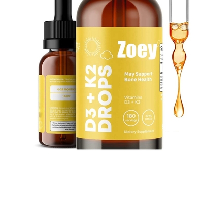 Adult Kids Vitamins Vitamin D3 K2 Home Private Label Liquid Drop For Kids Immune Support And Heart Health 30ML